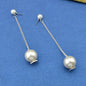 Wedding Jewellery Pearl Gold Silver Long Chain Dangle Earrings Trendy Ear Jacket-0