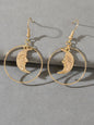 Gold Circle Moon Charm Dangle Earrings Minimalist Party Accessories Jewellery-0