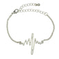 Minimalist Jewellery Gold Silver Black Metal Heartbeat Charm Bracelet for Women-0