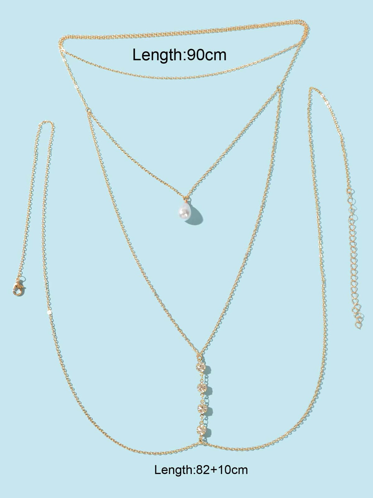 Pearl Pendant Multi-Layered Gold Body Chain Exquisite Statement Accessory-1