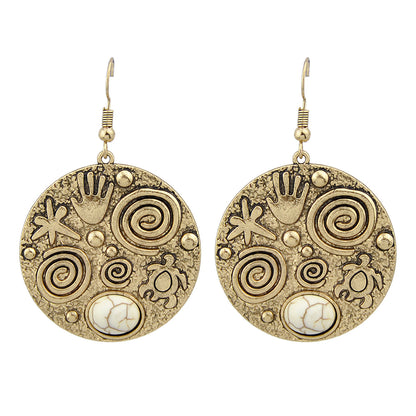 Turquoise Hand Turtle Starfish Round Earrings Designer Traditional Jewellery-0