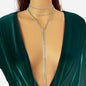 Luxury Multilayered Silver Chain Tassel Full Rhinestone Long Y Style Necklace-0