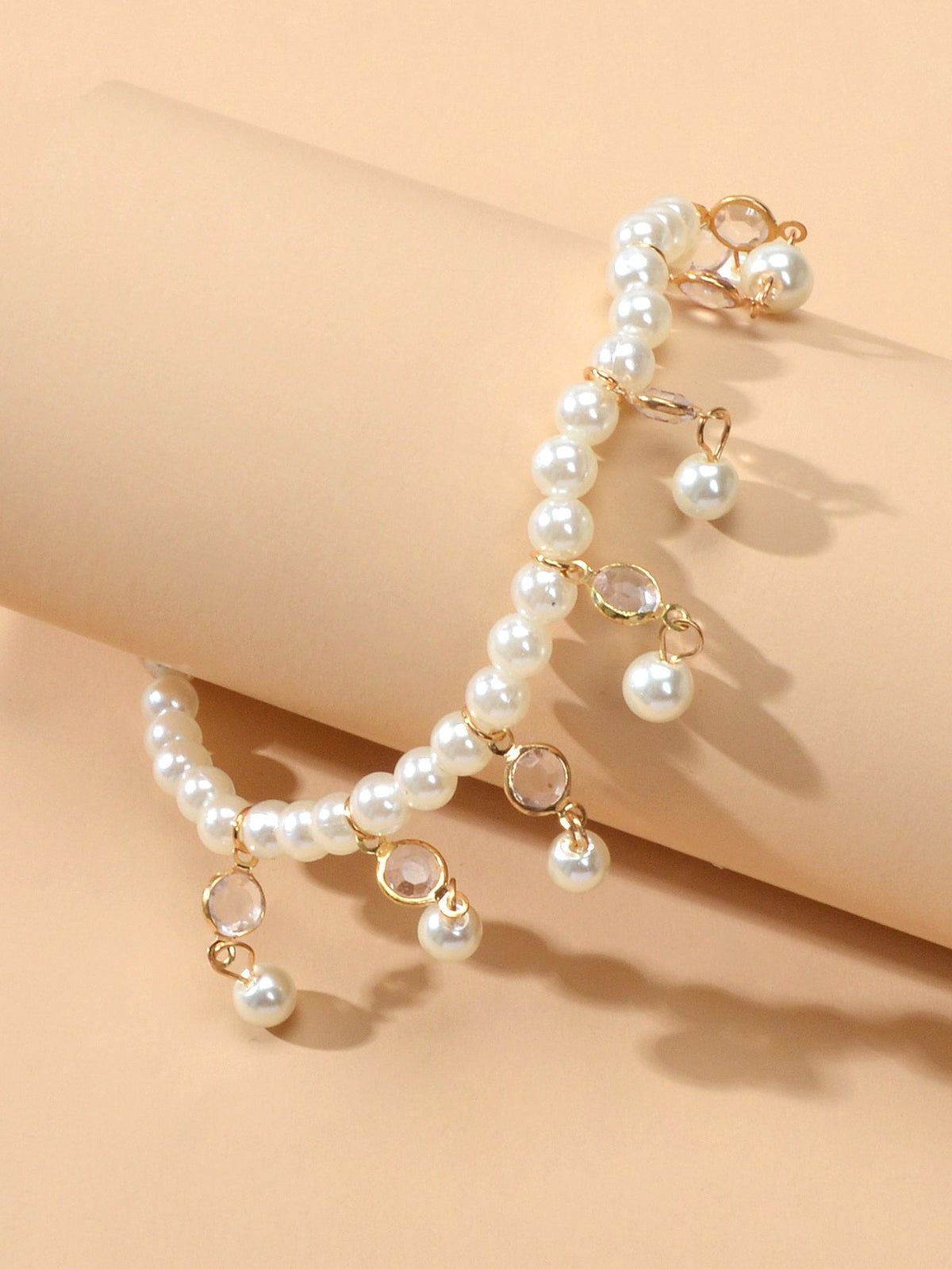 Feelontop Handmade Elastic Pearl Bead Anklet Barefoot Sandal Beach Bling Jewelry-4