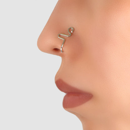 1pc Faux Lip Ear Nose Gold Silver Geometric Non Piercing Clip On Nose Hoop Rings-5