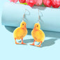 Yellow Acrylic Dangle Kawaii Funky Duckling Earrings Lovely Baby Duck Jewellery-0