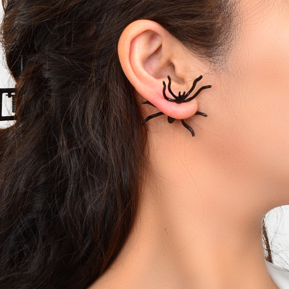 1 pc Halloween Gothic Black Spider Stud Pierced Earring Punk Statement Jewellery-0