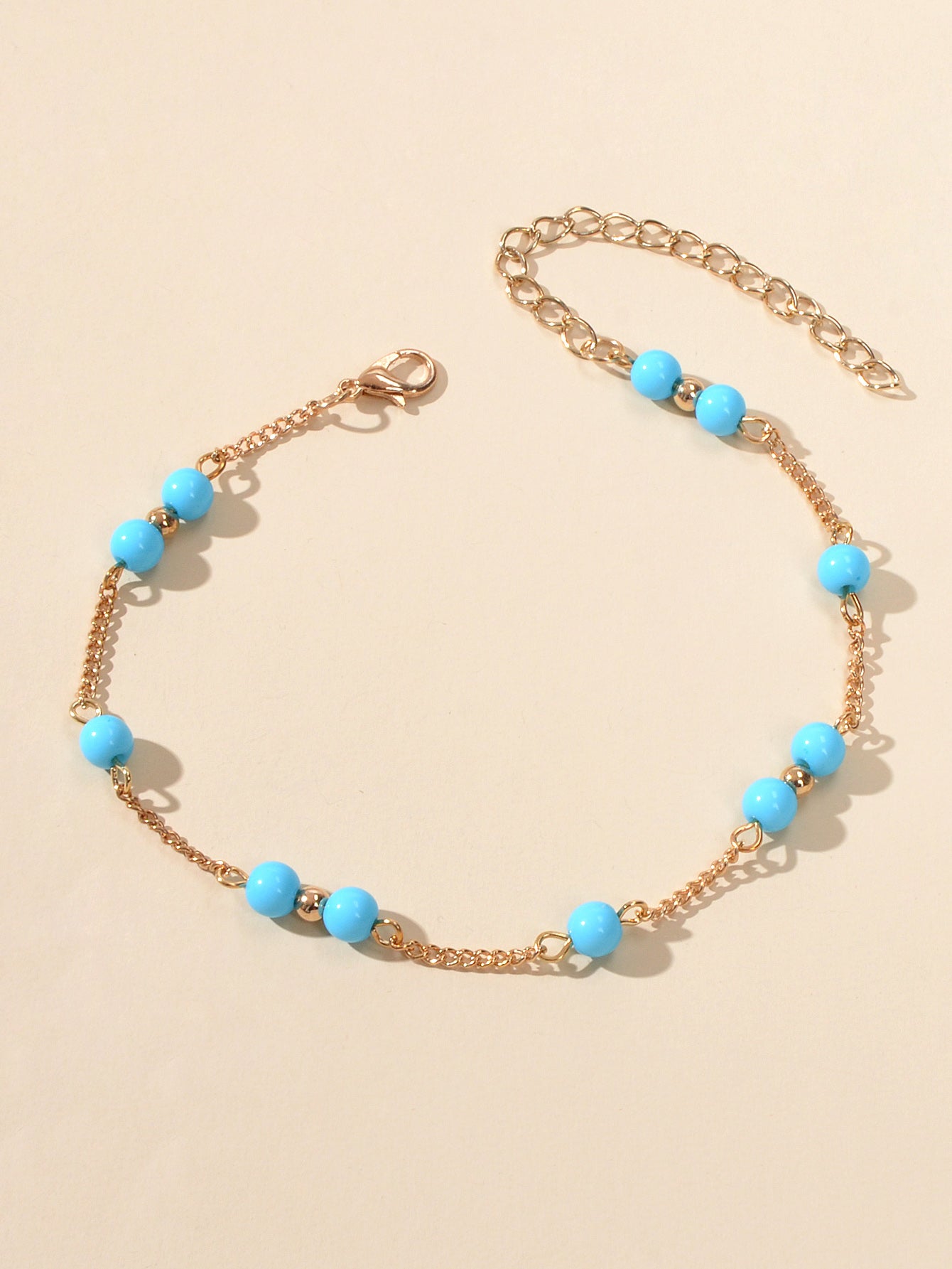 1pc Chain Blue Beads Anklet Boho Chic Barefoot Sandal Ankle Foot Beach Jewellery-1