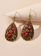 Retro Jewellery Textured Women Accessories Crystal Antique Water Drop Earrings-0