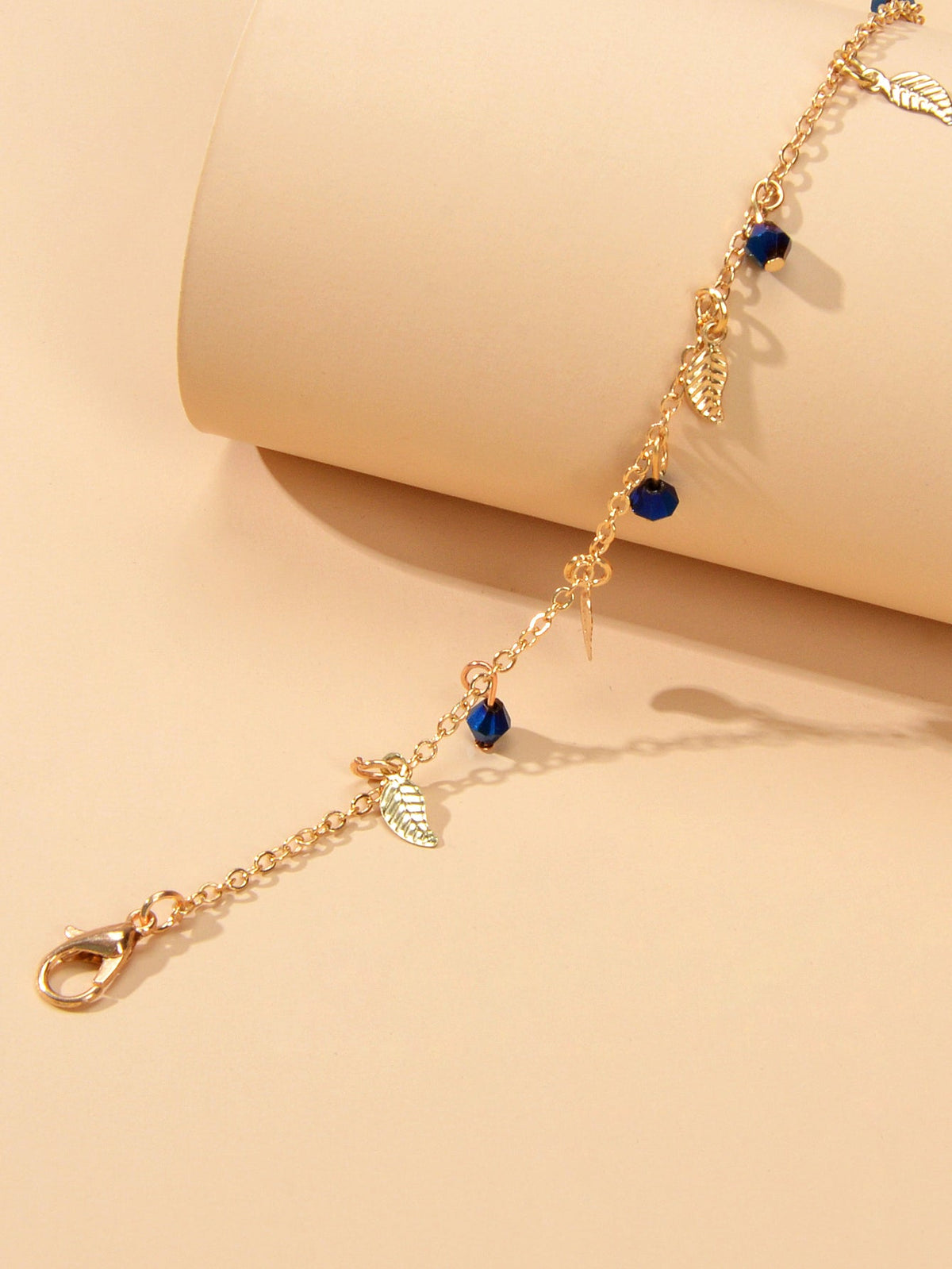 Feelontop Blue BeadsLeaf Charm Anklet Bohemia Handmade Beach Bracelet Foot Chain-3