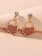 Rhinestone Decor Red Khaki Enamel Geometric Dangle Earrings Female Party Jewelry-0
