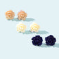 3pairs Colorful Resin Rose Flower Earrings Ear Stud Piercing Cartilage Jewellery-0