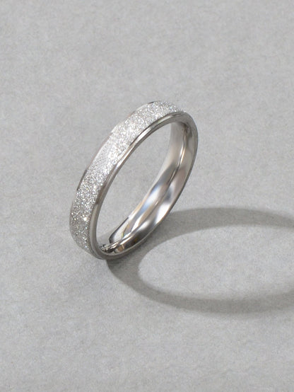 Anniversary Wedding Jewellery Stainless Steel Gold Silver Ring Women Finger Band-0