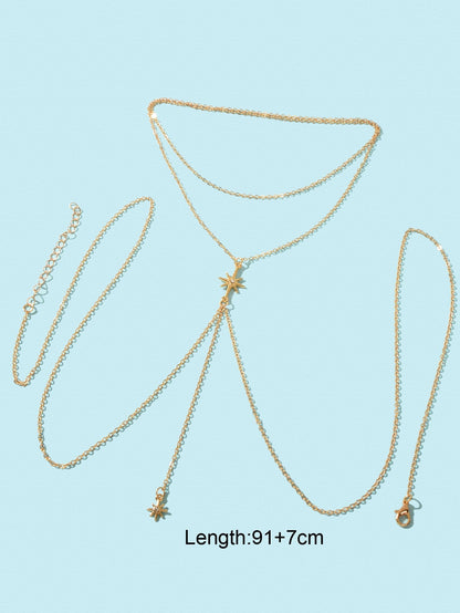 Star Pendant Body Chain - Sparkling Celestial Waist Jewelry-1
