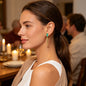Vintage Green Rectangular Gold Tassel Chain Earrings Elegant Banquet Evening Gathering Accessories-0