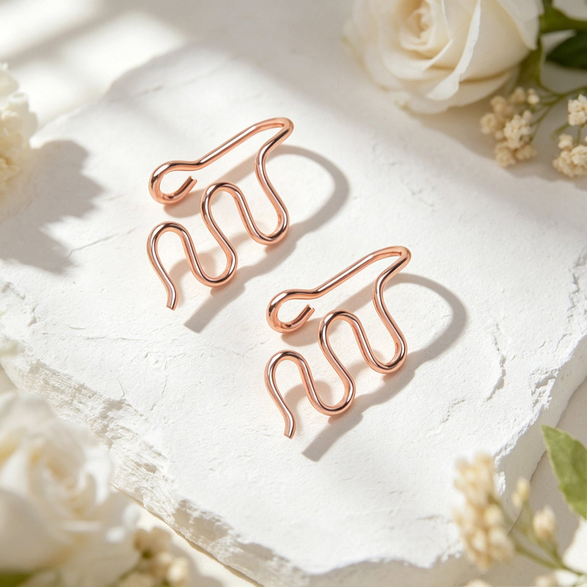 Trendy Wavy Wire Ear Cuffs No Piercing Rose Gold Non-Pierced Cartilage Ear Clips-4