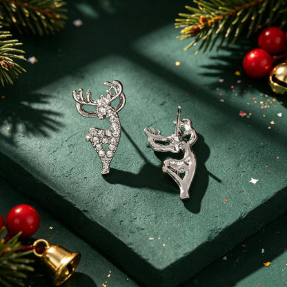 Sparkling Rhinestone Silver Reindeer Stud Earring Christmas Xmas Fashion Jewelry-4