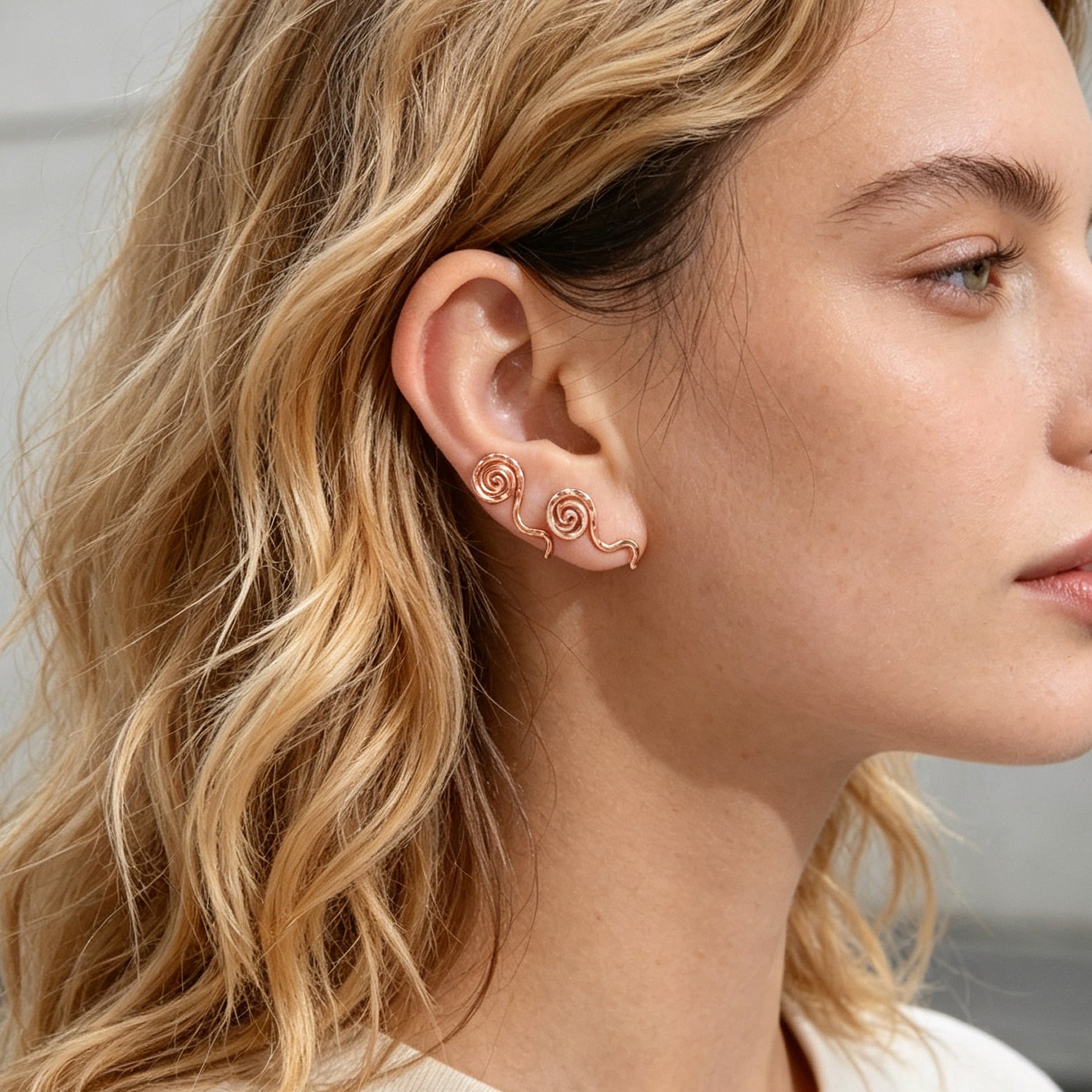 2pcs Delicate Rose Gold No Piercing Geometric Ear Cuffs Elegant Daily Jewellery-0