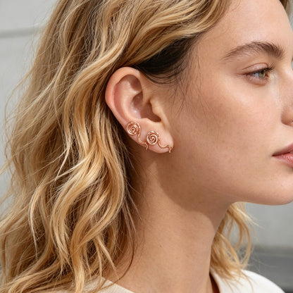 2pcs Delicate Rose Gold No Piercing Geometric Ear Cuffs Elegant Daily Jewellery-0