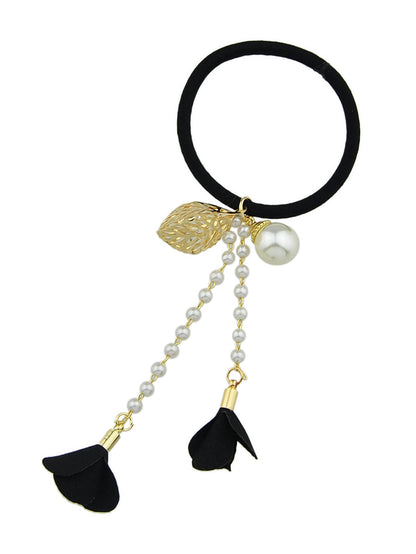 Hair Holder Accessories Pearl Long Chain Headwear Petal Elastic Hair Ties Ropes-5