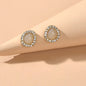 Exquisite Full Rhinestone Opal Decoration Water Droplets Stud Women Earrings-0