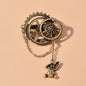 Vintage Antique Gold Gear Chain Rabbit Bunny Hare Brooch Pin Costume Accessories-0
