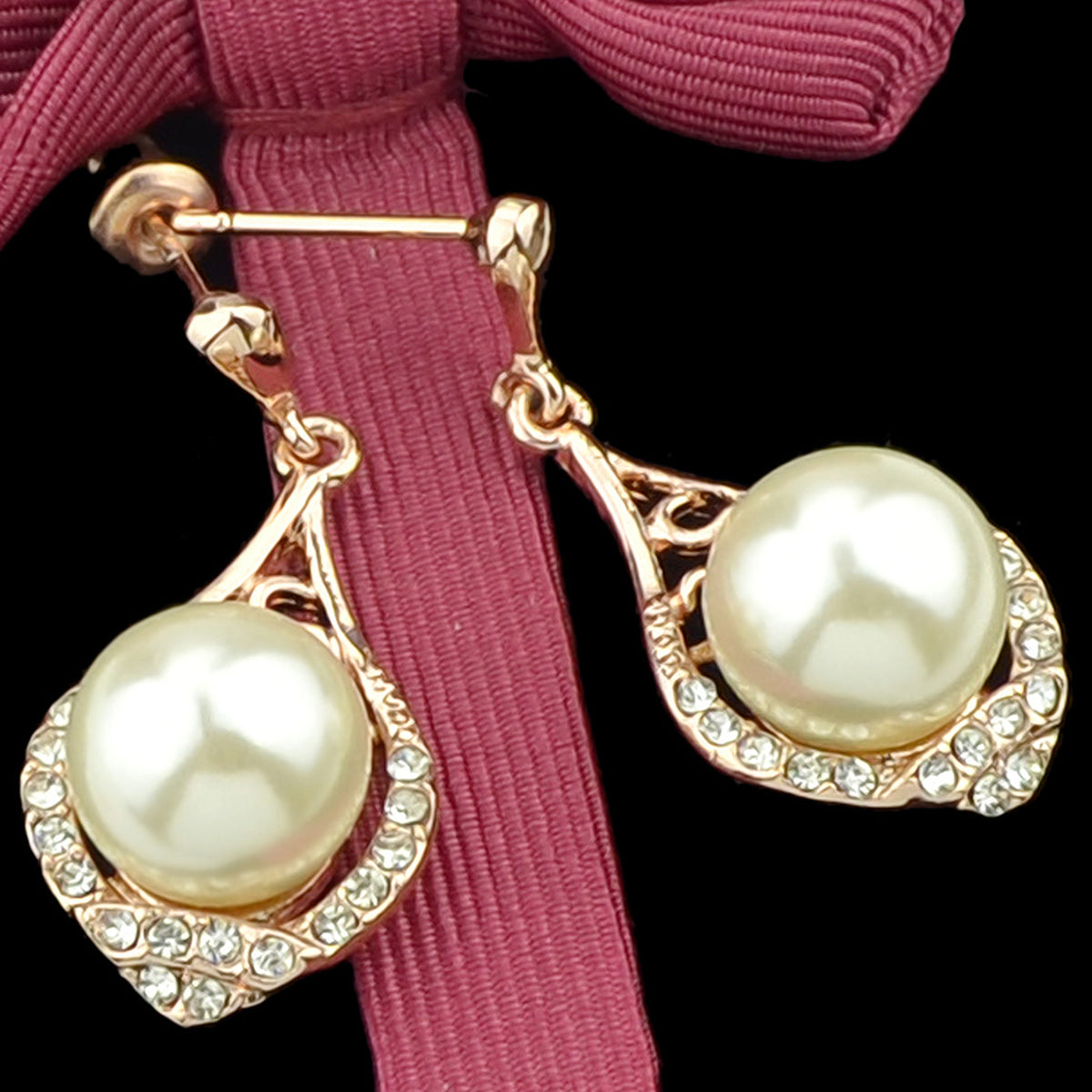 Perfect Wedding and Engagement Jewellery Pearl Rhinestone Water Drop Earrings-3