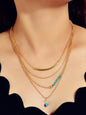 Boho Chic Blue Beads Jewelry Multilayer Gold Chain Round Pendant Ethnic Necklace-0