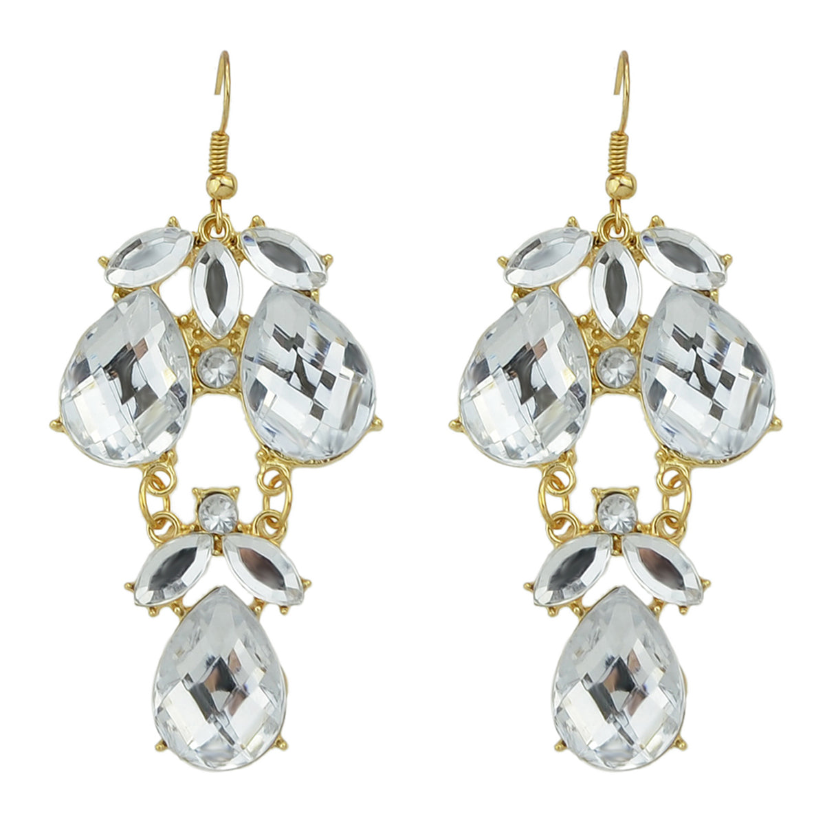 Female Jewelry Orange Black Acrylic Water Drop Flower Chandelier Retro Earrings-5