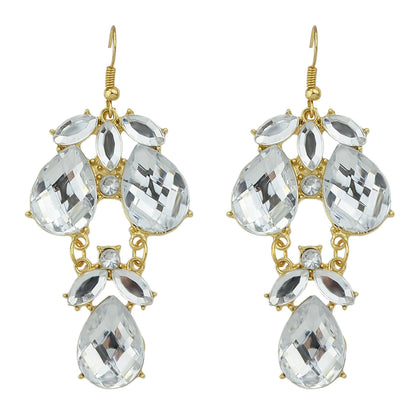 Female Jewelry Orange Black Acrylic Water Drop Flower Chandelier Retro Earrings-5