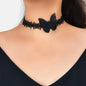 Retro Gothic Punk Black Lace Butterfly Tattoo Choker Costume Necklace Collar-0