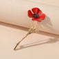 Elegant Jewellery Gold Silver Plated Branch Red Flower Bouquet Brooch Lapel Pin-0