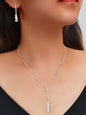 Long Drop Dangle Rhinestone Earrings Necklace Wedding Bridal Party Jewelry Set-5