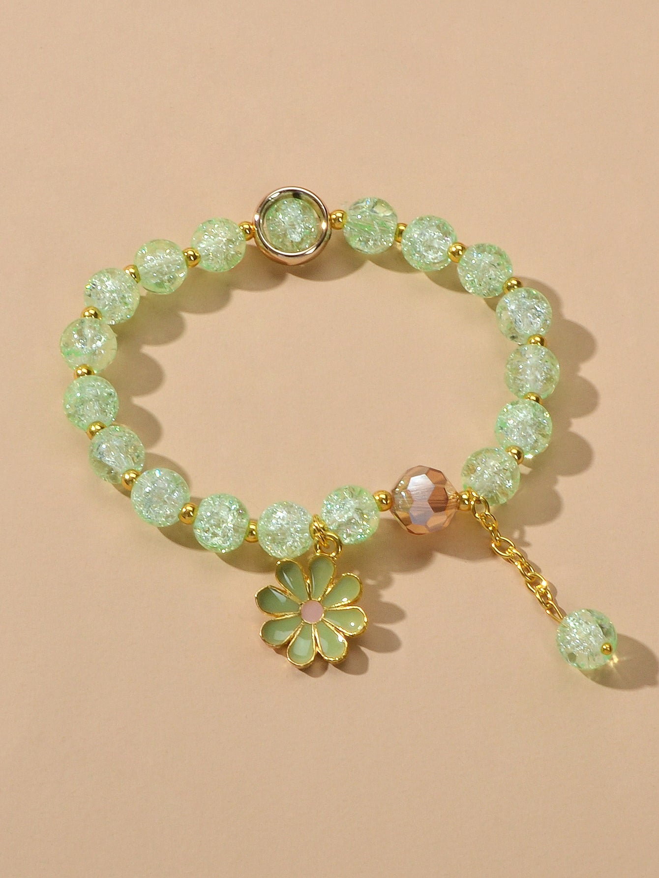 Handmade Beads Chain Flower Charm Bracelet Sweet Girls Teens Jewelry Dainty Gift-0