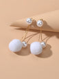 Retro Gold Chain Pearl Decor Ball Dangle Earrings Designer Jewellery Ear Jacket-6