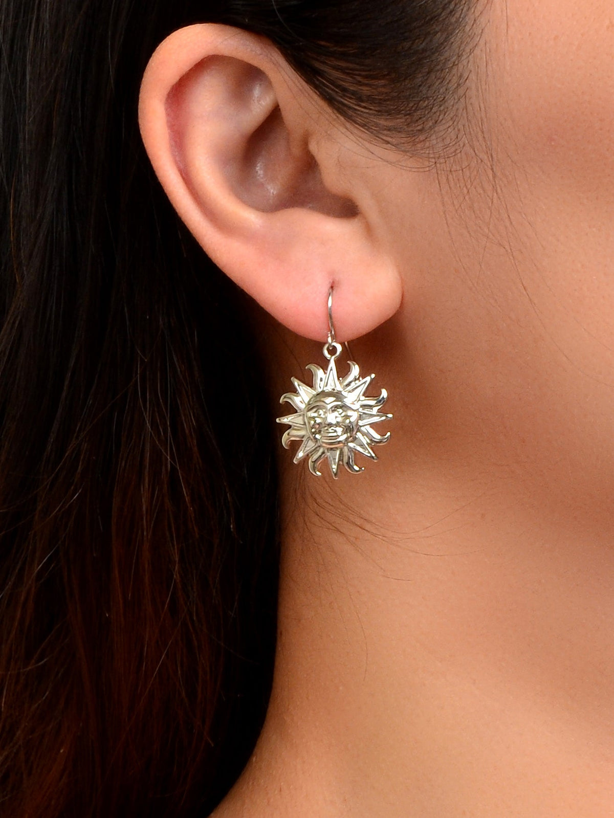 Gold Sun Drop Earrings Wholesale Price Women Teens Accessories Textured Jewelry-5