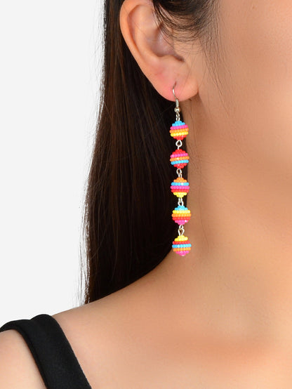 Trendy Female Jewelry Faux Pearl Ball Long Pendant Dangle Earrings Wedding Party-0
