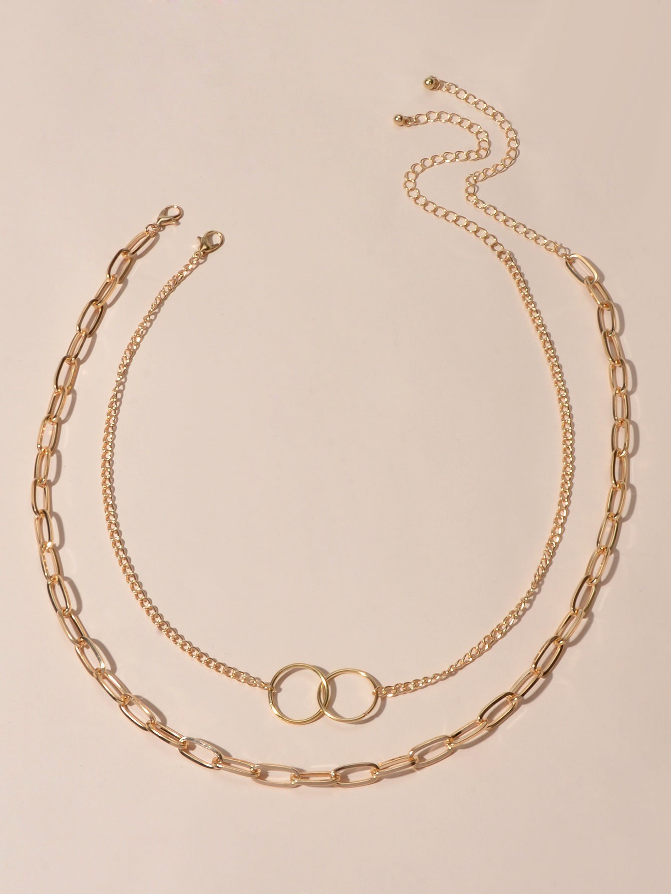 Punk Style 2 pcs Gold Chain Circle Pendant Necklace Wholesale Price Accessories-0