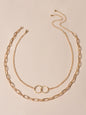 Punk Style 2 pcs Gold Chain Circle Pendant Necklace Wholesale Price Accessories-0