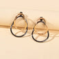 Gold Gunblack Geometric Ear Jacket Front Back Stud Exaggerated Statement Earring-0