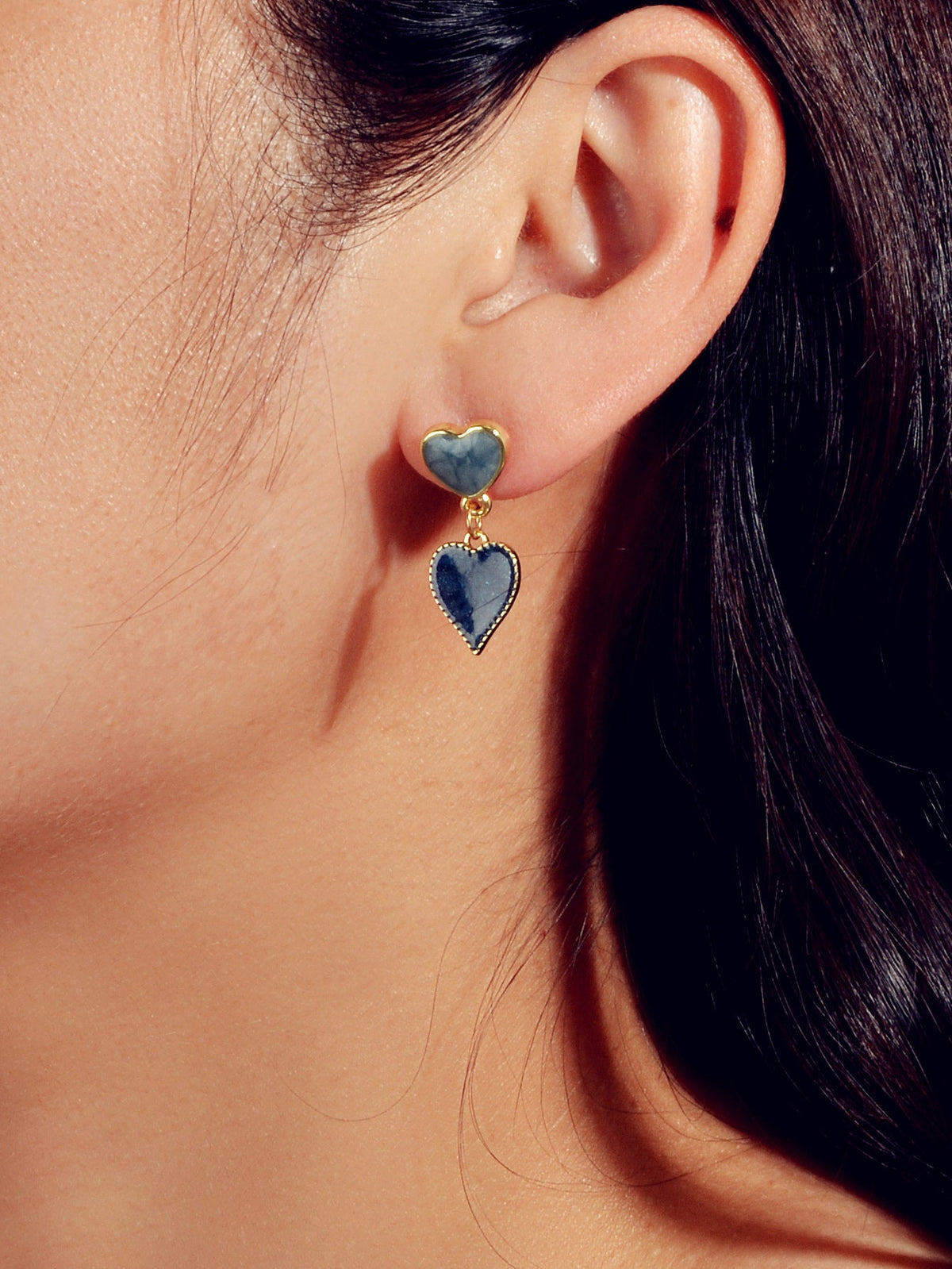 Nice Collection Blue Enamel Heart Drop Love Earrings Dainty Gift for Women Girls-0
