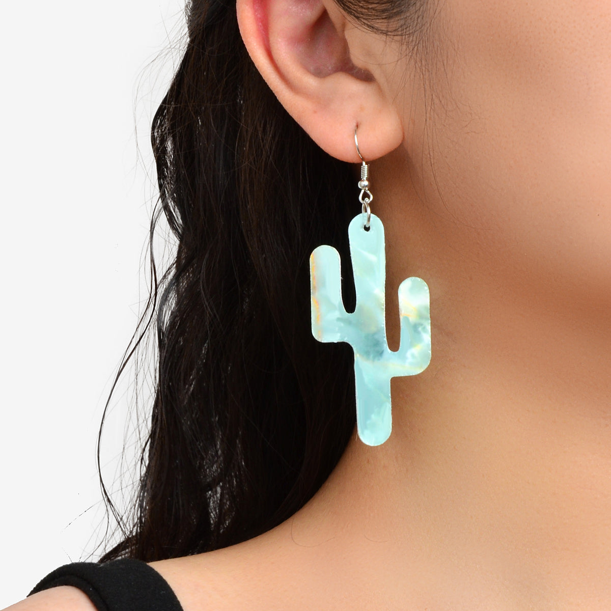 Faux Leather Lightweight Handmade Cactus Dangle American Indian Dangle Earrings-0