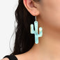 Faux Leather Lightweight Handmade Cactus Dangle American Indian Dangle Earrings-0