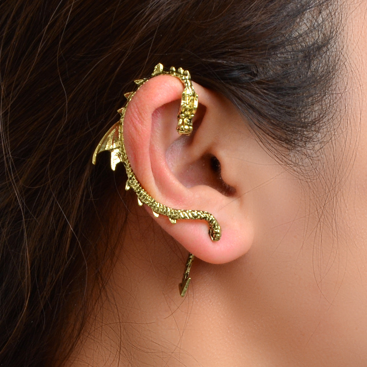 1 pc Vintage Punk Dragon Tentacle Climber Pierced Gothic Ear Cuff Wrap Earrings-3