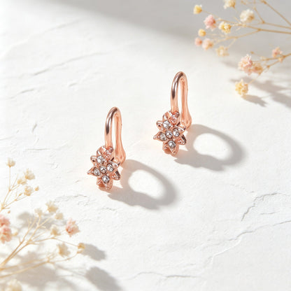 2pcs Snowflake Crystal Ear Cuffs No Piercing Rose Gold Dainty Sparkling Ear Clip-4