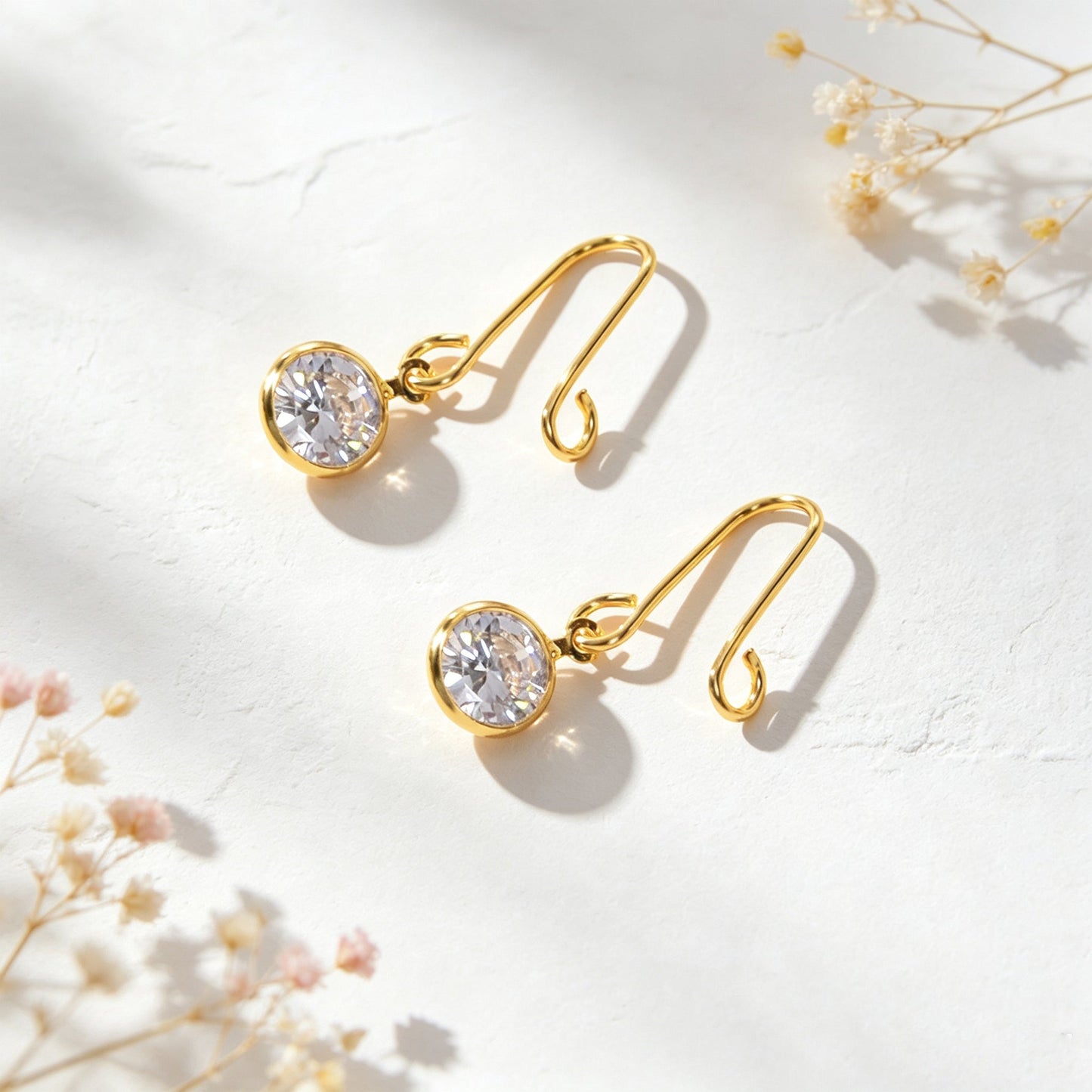 2PCS Luxury Elegant Shiny Rhinestone Drop Ear Cuffs Non Piercing Gold Ear Clips-4