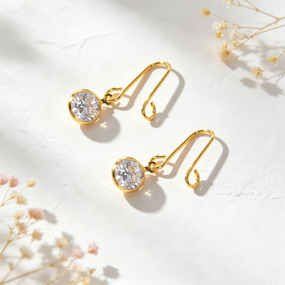 2PCS Luxury Elegant Shiny Rhinestone Drop Ear Cuffs Non Piercing Gold Ear Clips-4