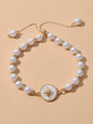 Retro Jewellery Round White Charm Pearl Chain Adjustable Bracelet Birthday Gifts-0