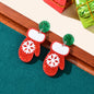 Christmas Series Jewellery Gift Snowflake Pattern Red Glove Dangle Stud Earrings-0