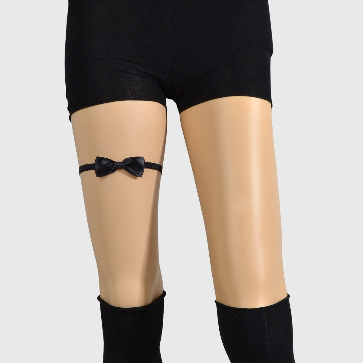 Gothic Elastic Leg Ring Belt Black Lace Bow tie Thigh Ring Garters Body Jewelry-0