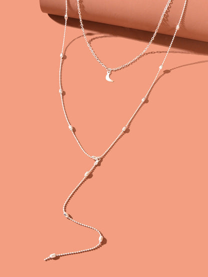 Long Y-Drop Necklace New Fashion Moon Choker Lariat Collar Dainty Jewellery-3